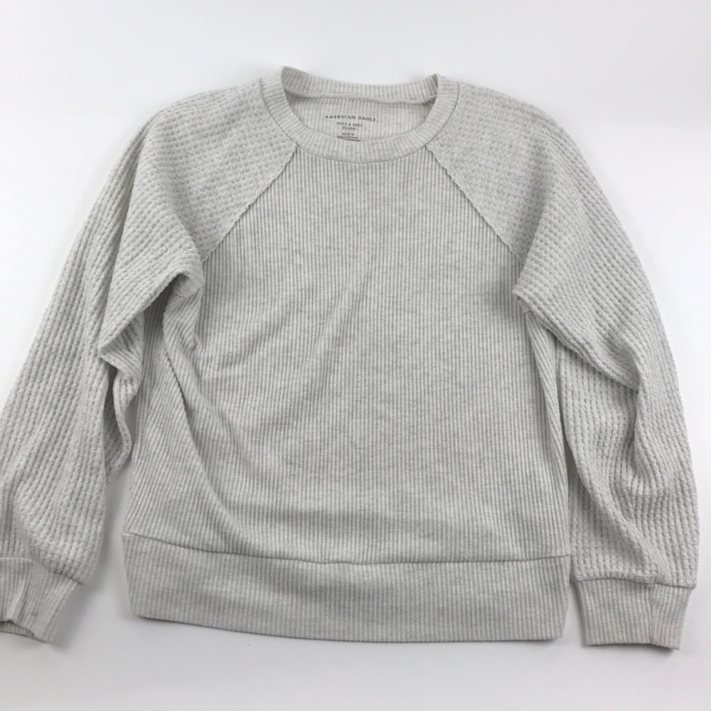 American Eagle M soft sexy plush gray LS top